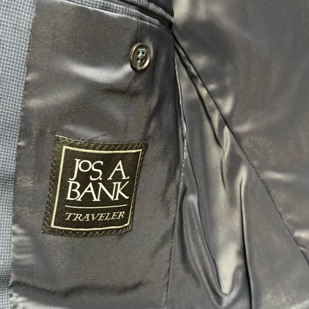 Jos. A. Bank Men’s Blue 100% Wool Traveler Slim Fit Suit Size 40L 34Rx33.5